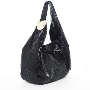 Michael Kors Fulton Large Hobo Bag Python Black